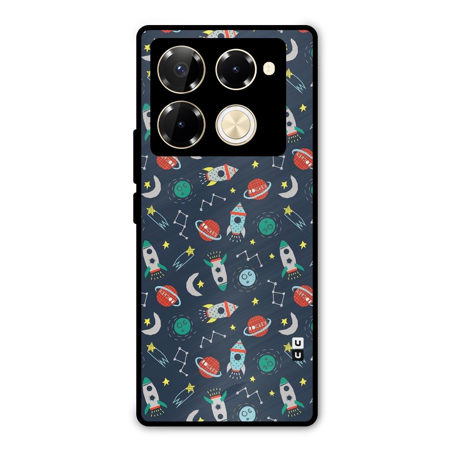Space Rocket Pattern Metal Back Case for Infinix Note 40 Pro