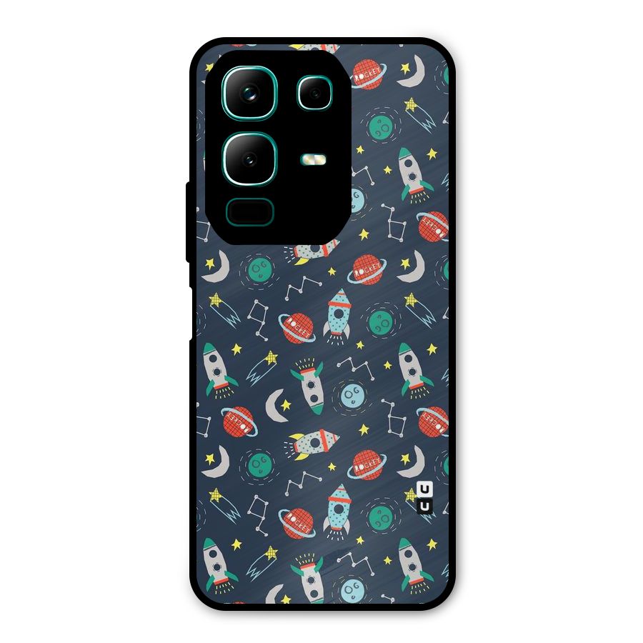 Space Rocket Pattern Metal Back Case for Infinix Note 50x