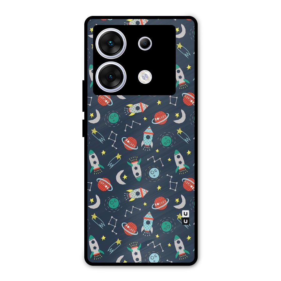 Space Rocket Pattern Metal Back Case for Infinix Zero 30 5G