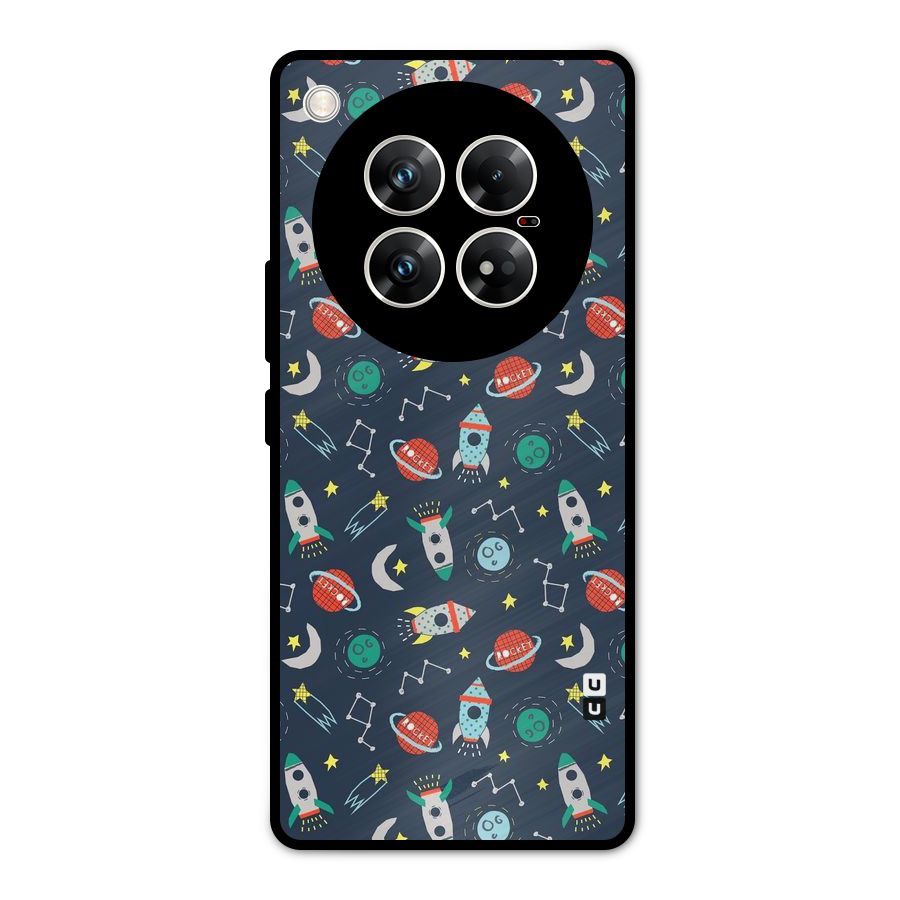 Space Rocket Pattern Metal Back Case for Infinix Zero 40 5G