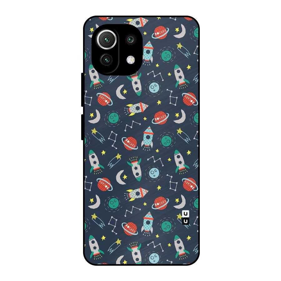 Space Rocket Pattern Metal Back Case for Mi 11 Lite NE 5G