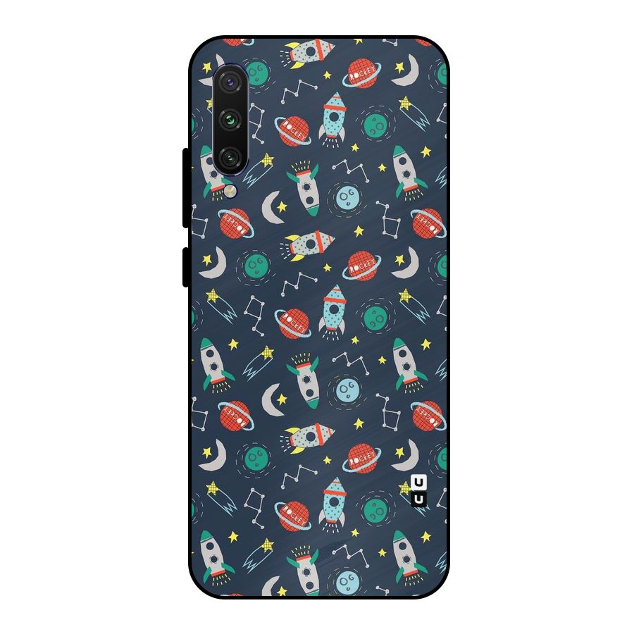 Space Rocket Pattern Metal Back Case for Mi A3