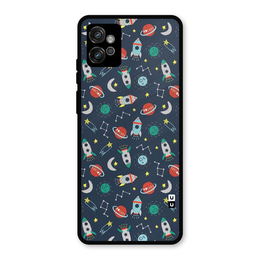 Space Rocket Pattern Metal Back Case for Moto G32