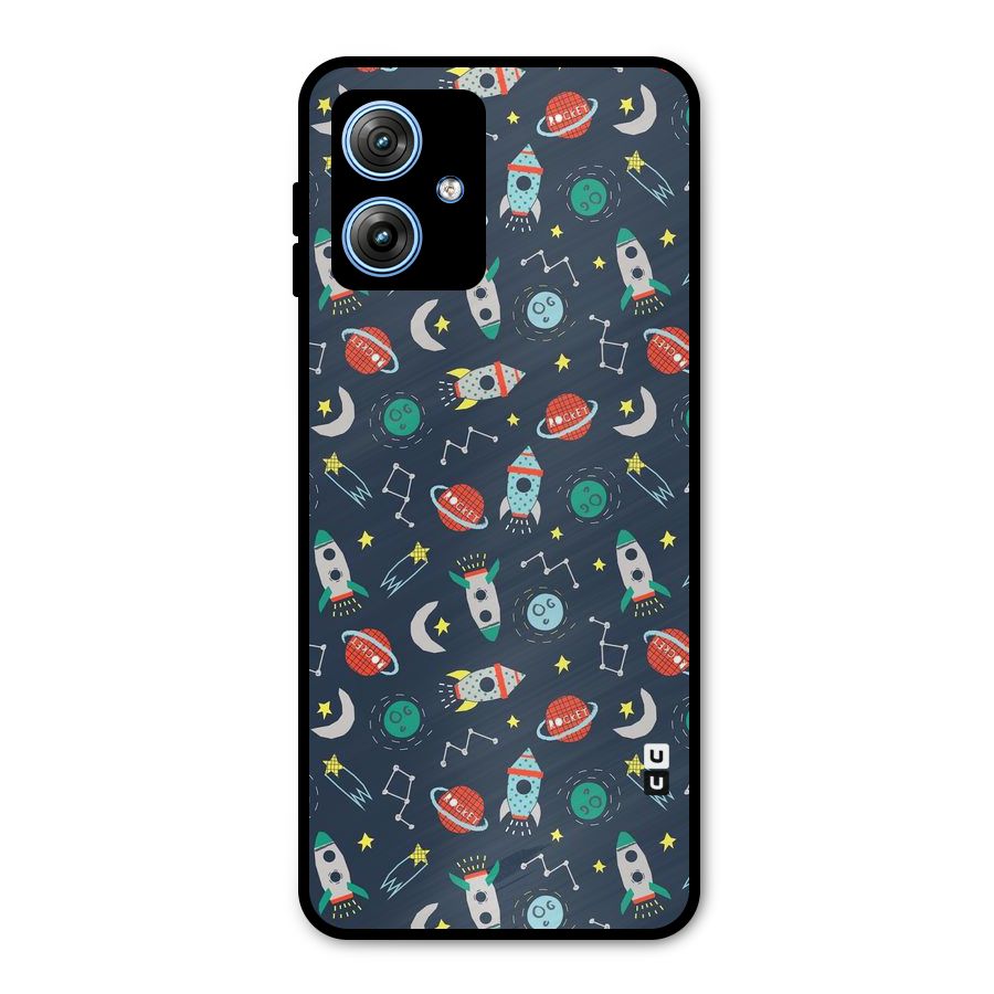 Space Rocket Pattern Metal Back Case for Moto G54
