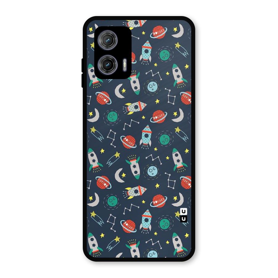 Space Rocket Pattern Metal Back Case for Moto G73