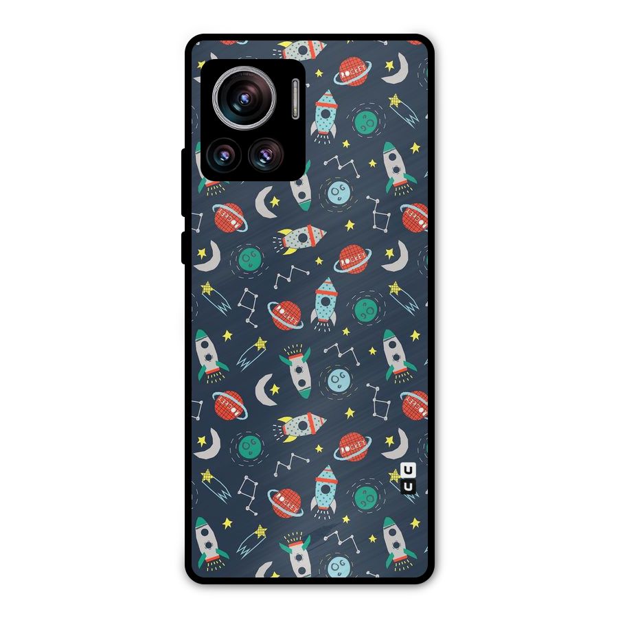 Space Rocket Pattern Metal Back Case for Motorola Edge 30 Ultra
