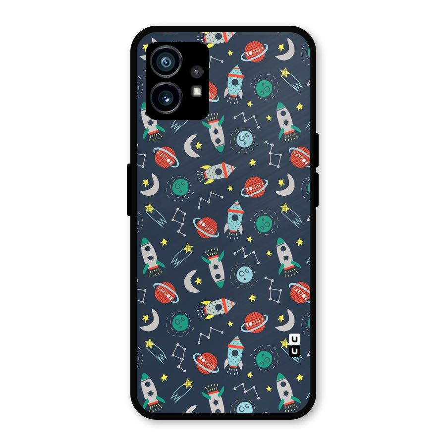 Space Rocket Pattern Metal Back Case for Nothing Phone 1