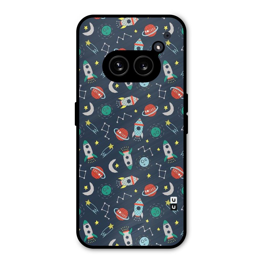 Space Rocket Pattern Metal Back Case for Nothing Phone 2a Plus