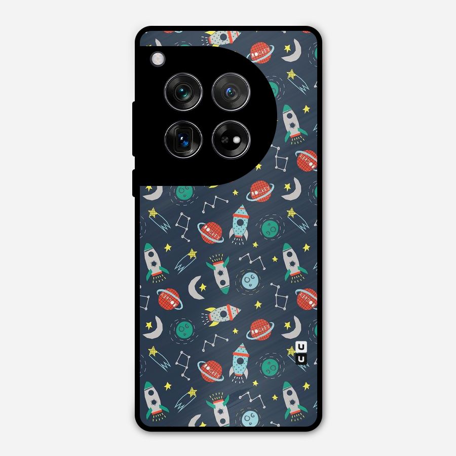 Space Rocket Pattern Metal Back Case for OnePlus 12