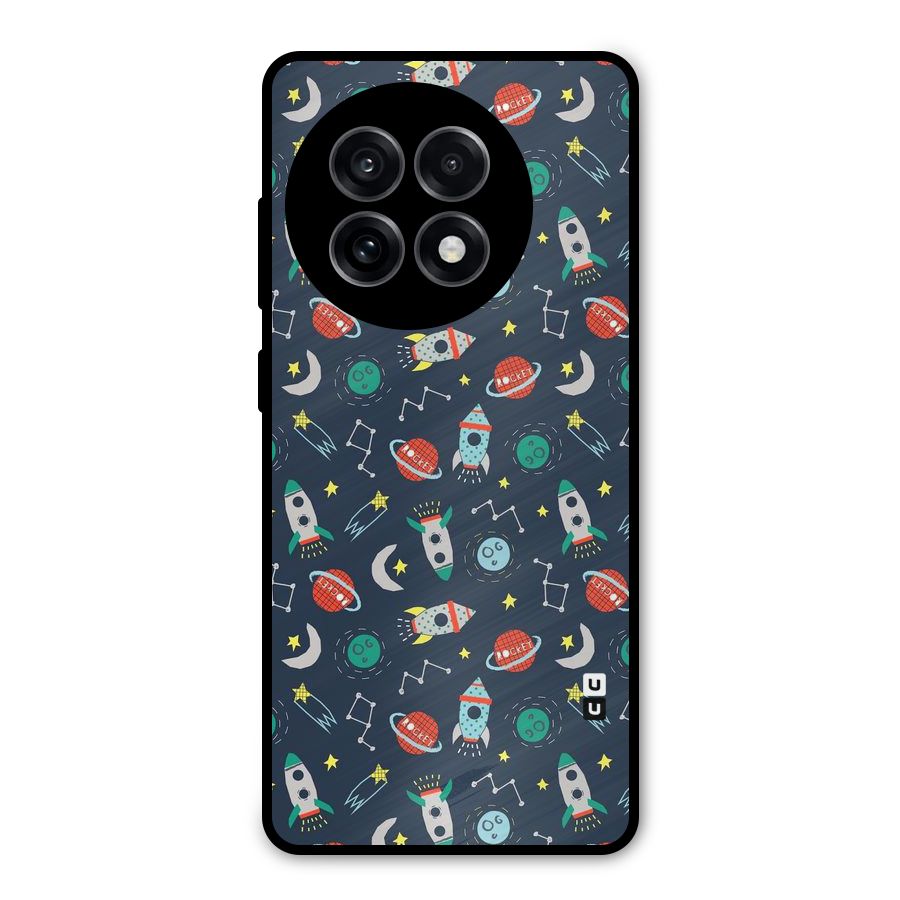 Space Rocket Pattern Metal Back Case for OnePlus 13R