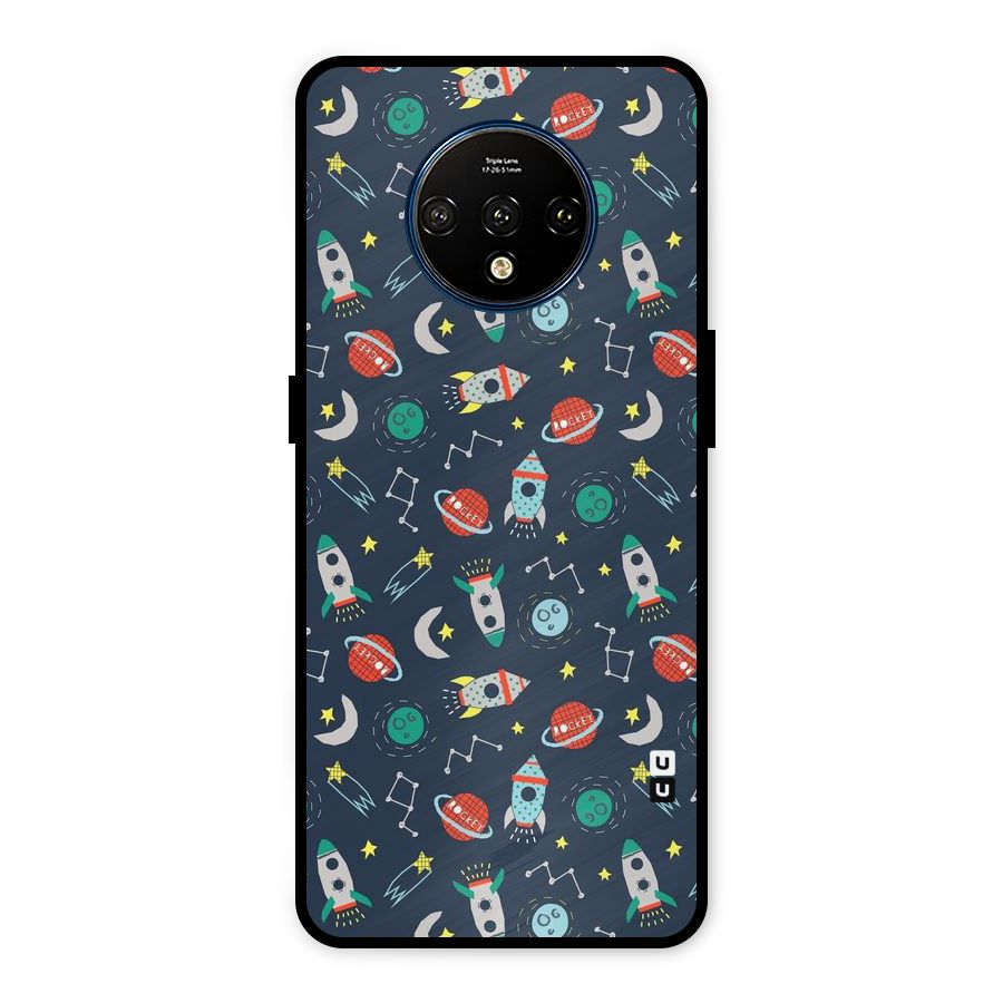 Space Rocket Pattern Metal Back Case for OnePlus 7T
