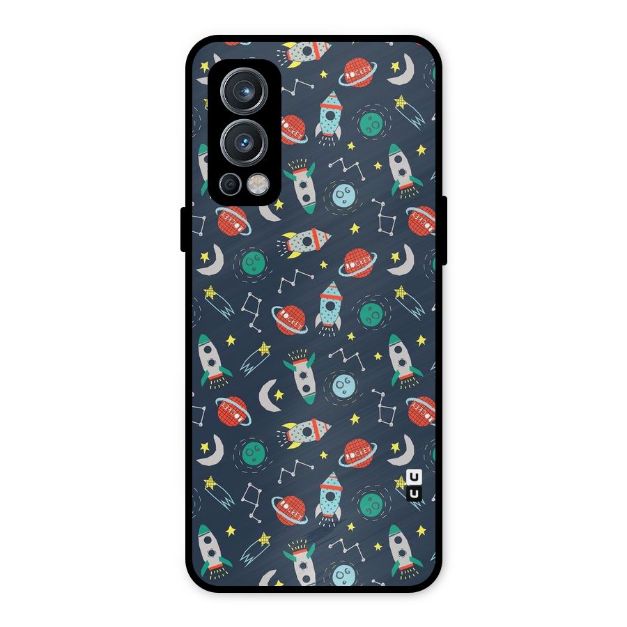 Space Rocket Pattern Metal Back Case for OnePlus Nord 2 5G