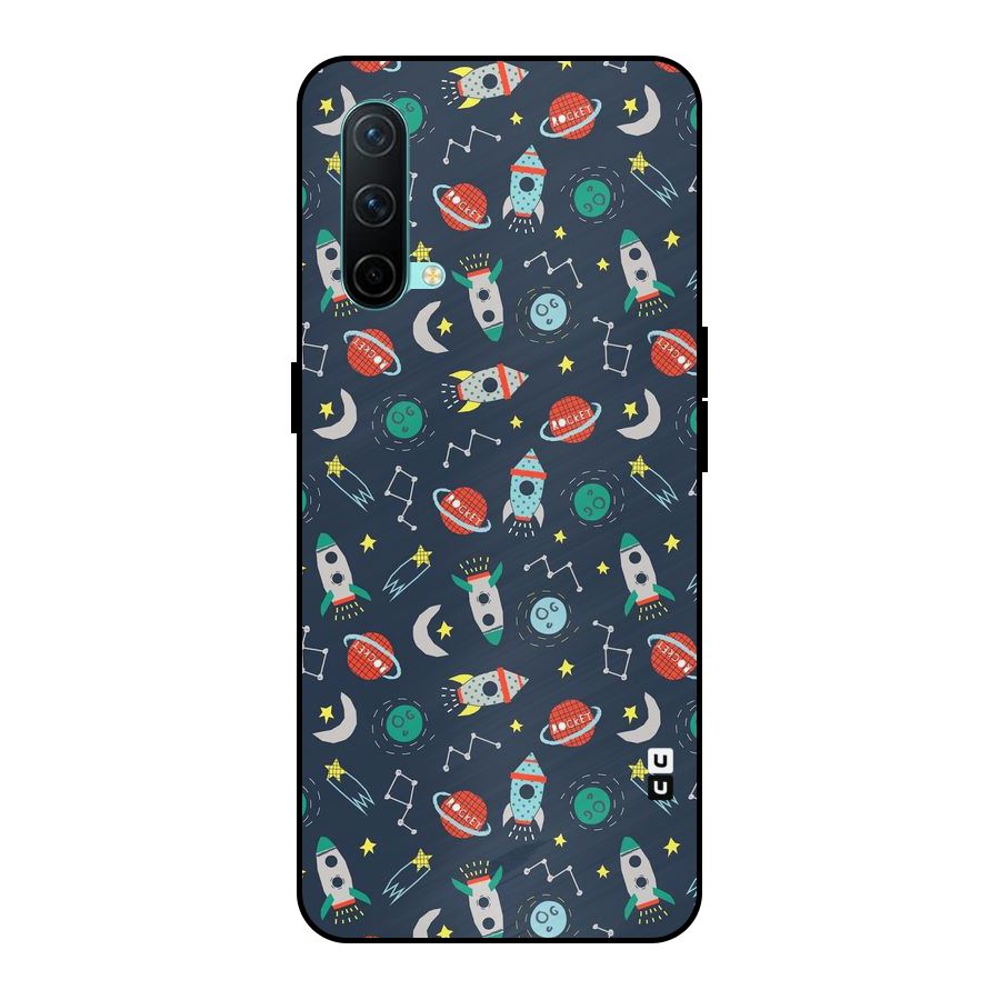 Space Rocket Pattern Metal Back Case for OnePlus Nord CE 5G