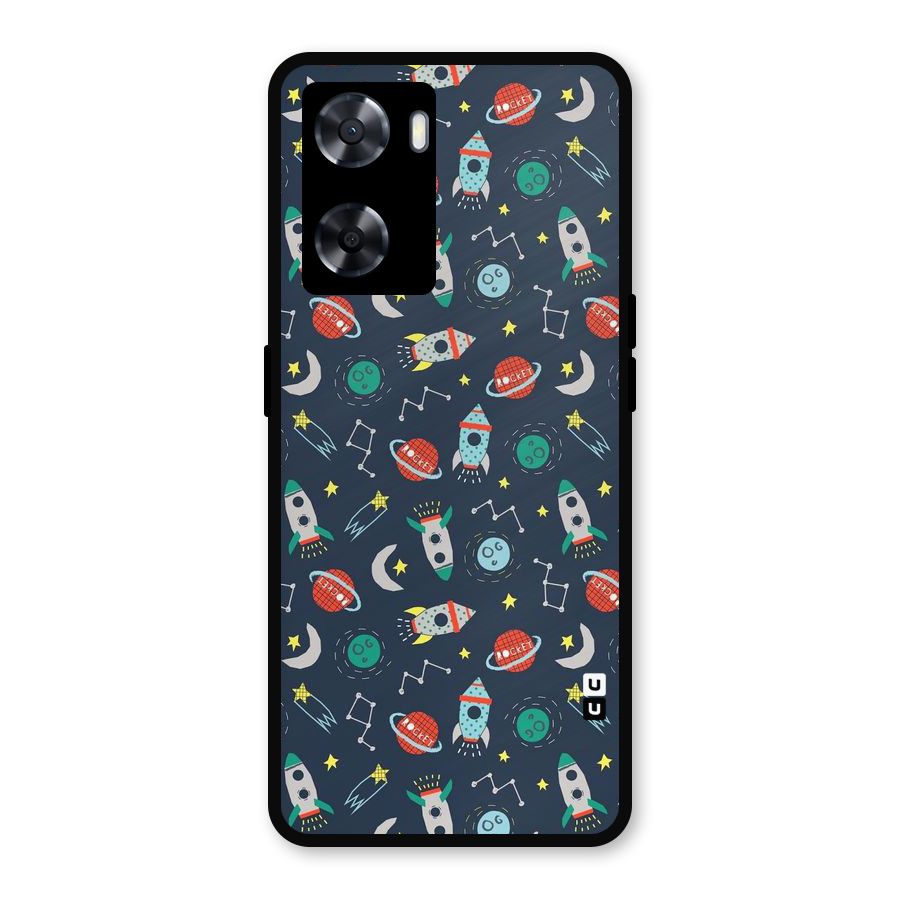 Space Rocket Pattern Metal Back Case for Oppo A77
