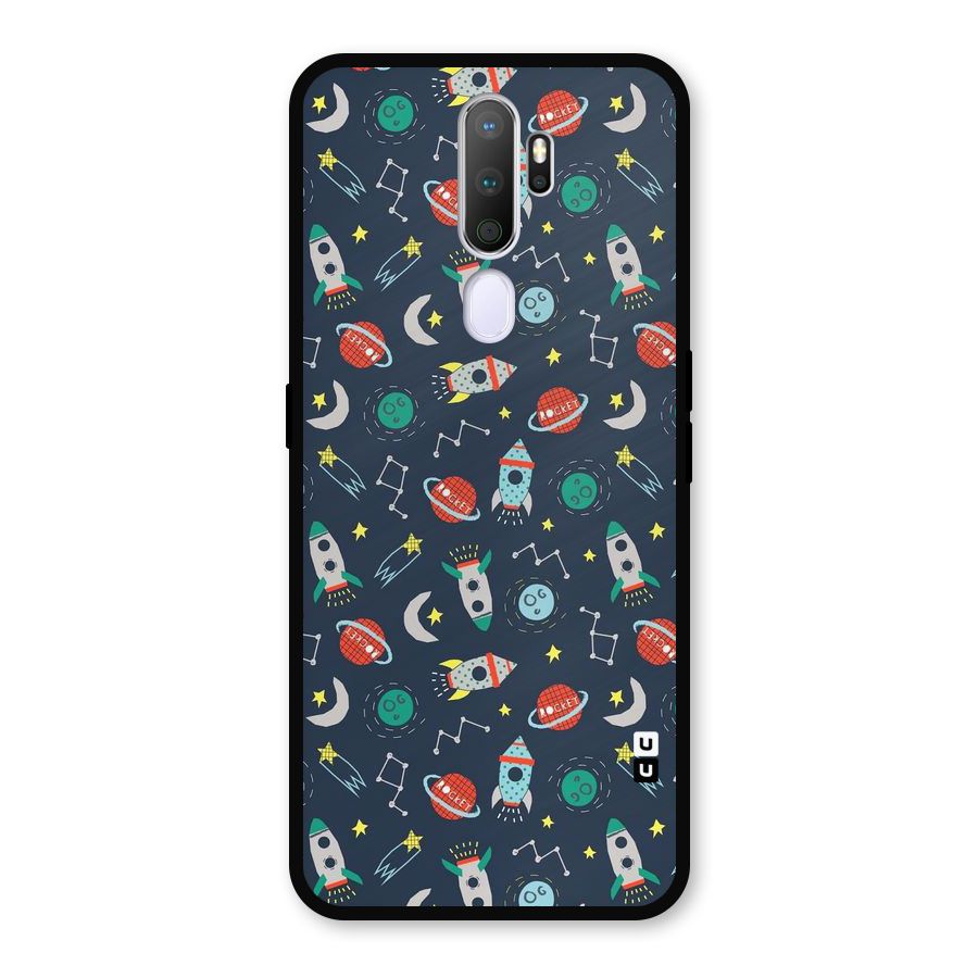 Space Rocket Pattern Metal Back Case for Oppo A9 (2020)