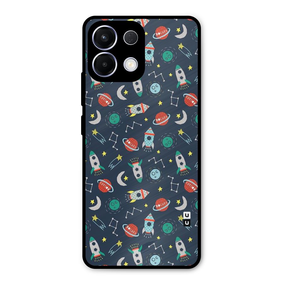 Space Rocket Pattern Metal Back Case for Oppo K13
