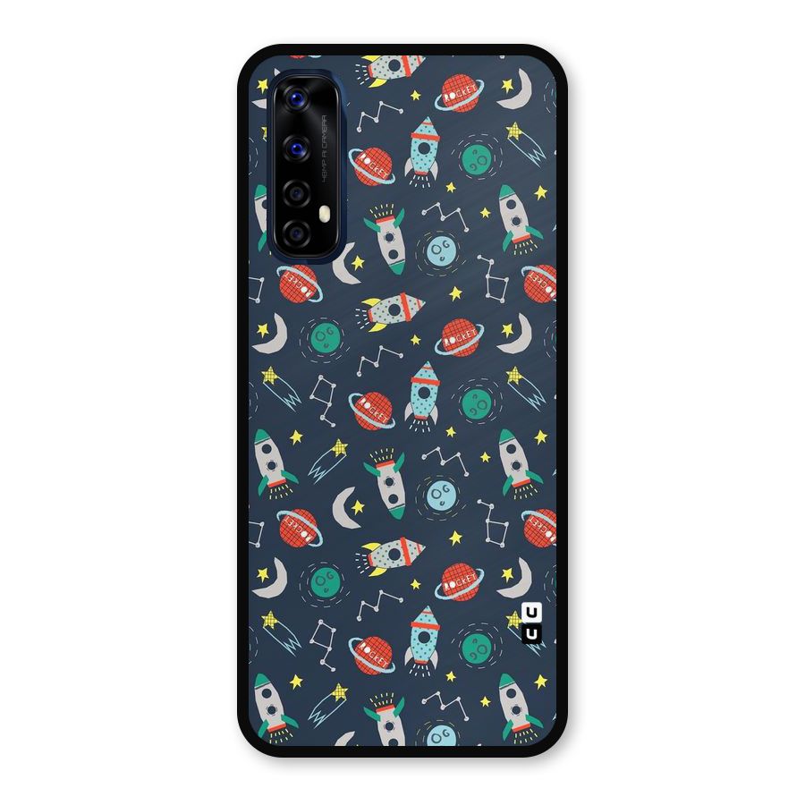 Space Rocket Pattern Metal Back Case for Realme 7