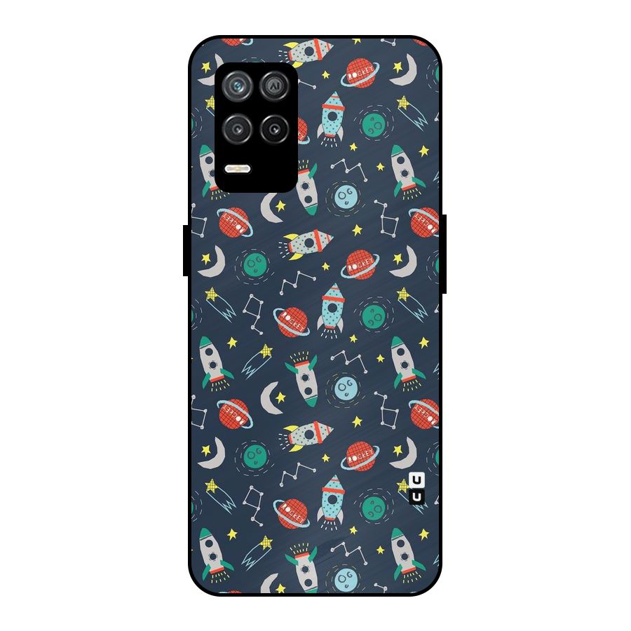 Space Rocket Pattern Metal Back Case for Realme 8 5G