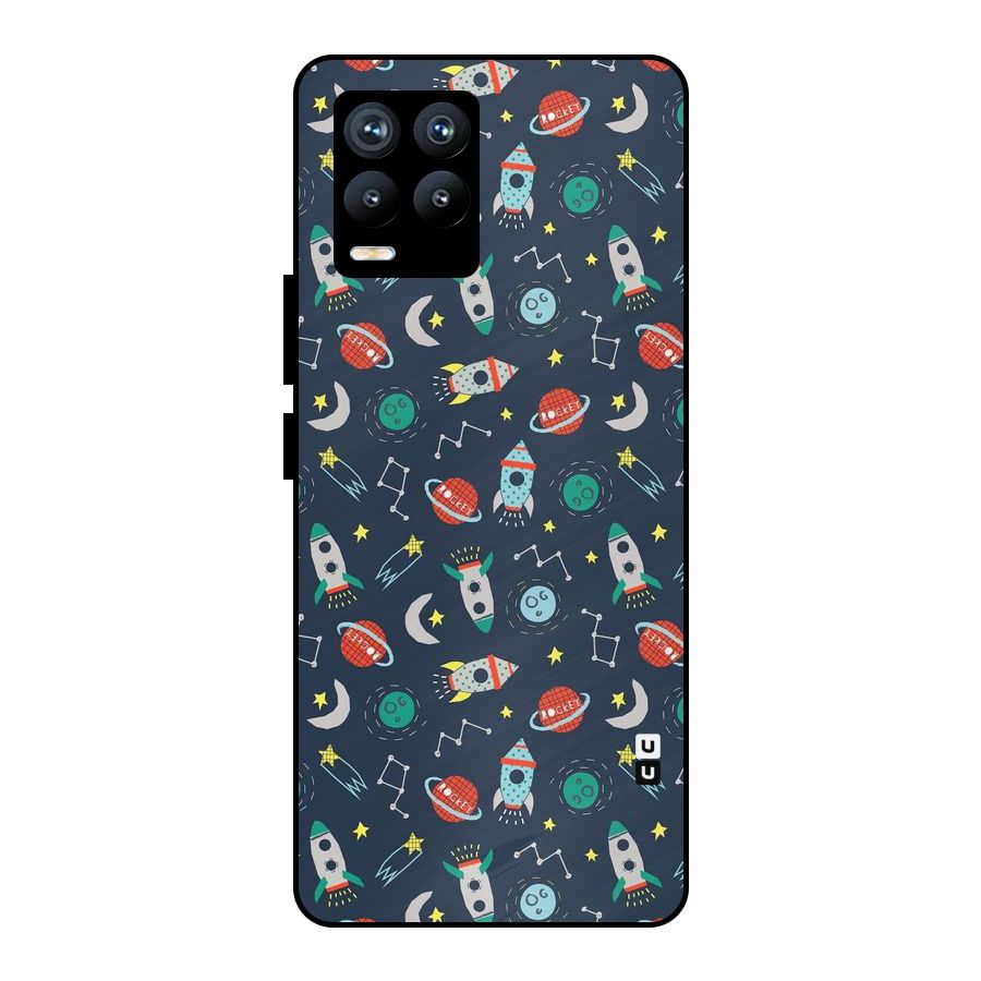 Space Rocket Pattern Metal Back Case for Realme 8 Pro