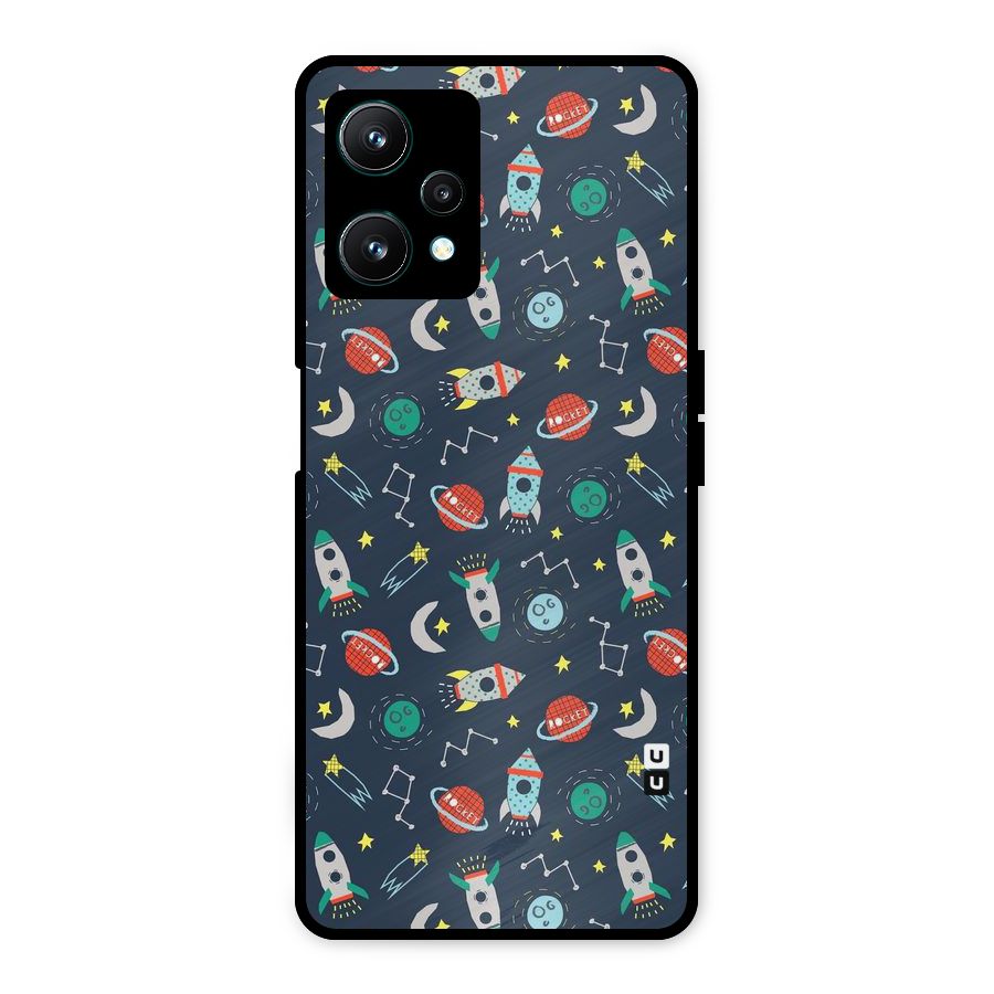 Space Rocket Pattern Metal Back Case for Realme 9 Pro 5G