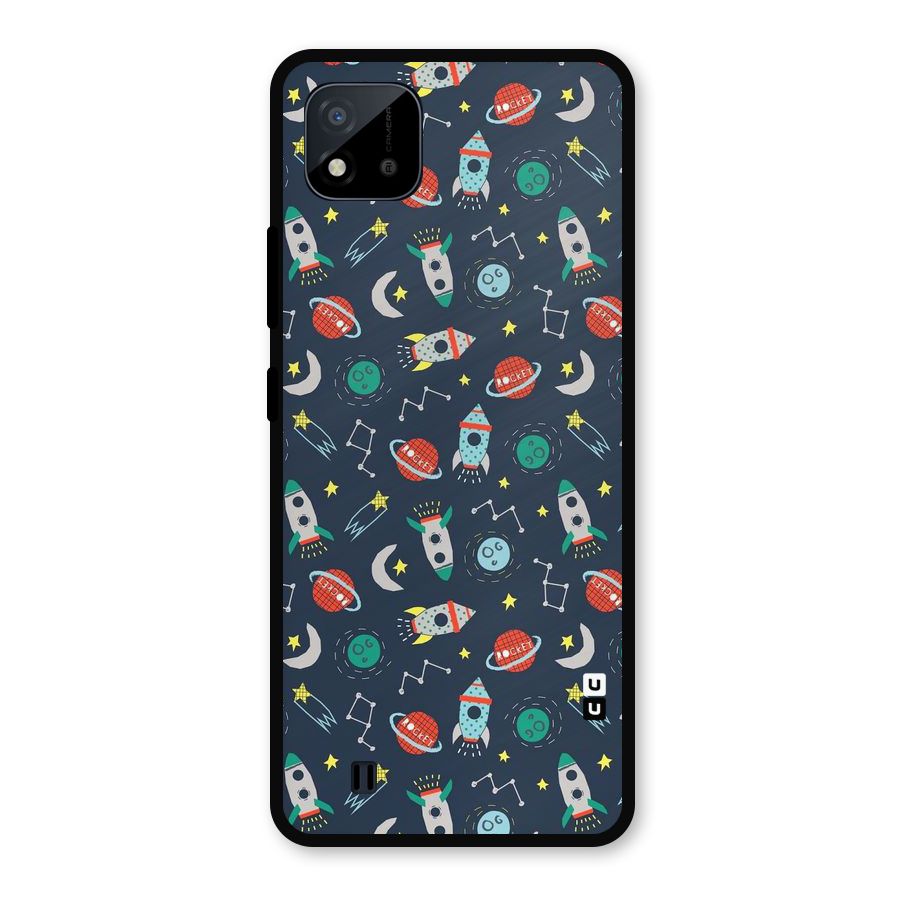 Space Rocket Pattern Metal Back Case for Realme C11 2021