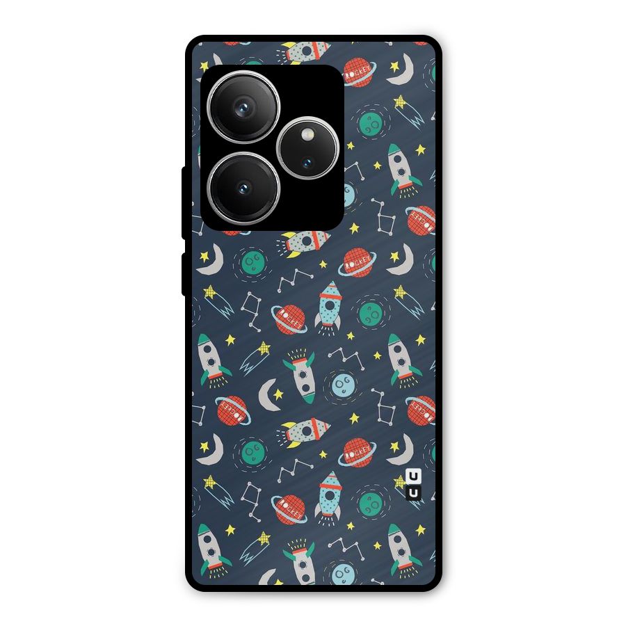 Space Rocket Pattern Metal Back Case for Realme GT 6