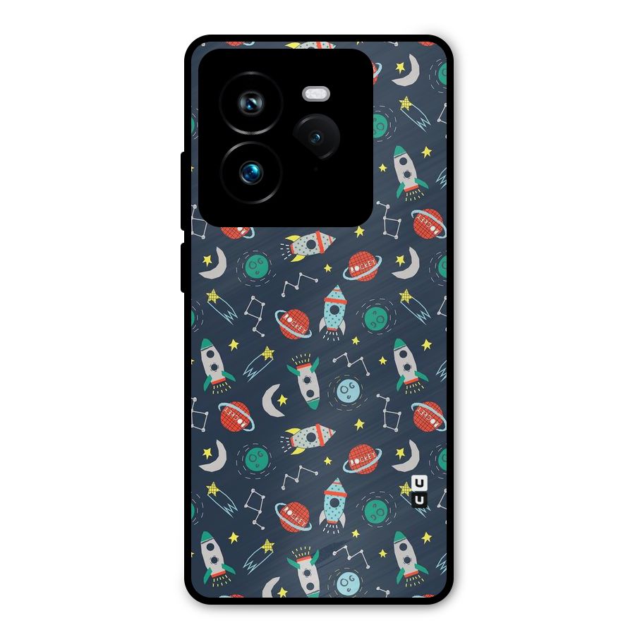 Space Rocket Pattern Metal Back Case for Realme GT 7 Pro