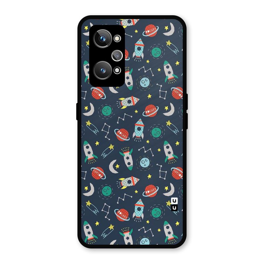Space Rocket Pattern Metal Back Case for Realme GT Neo2