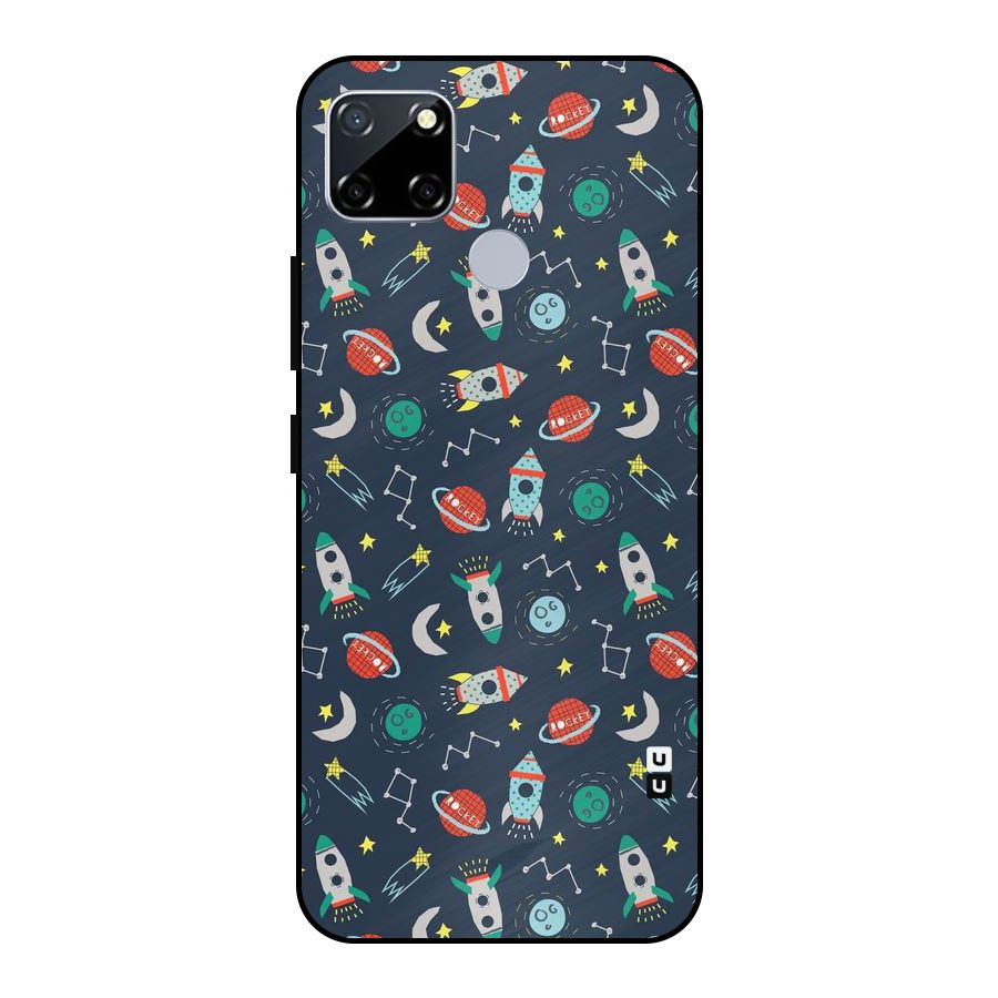Space Rocket Pattern Metal Back Case for Realme Narzo 30A