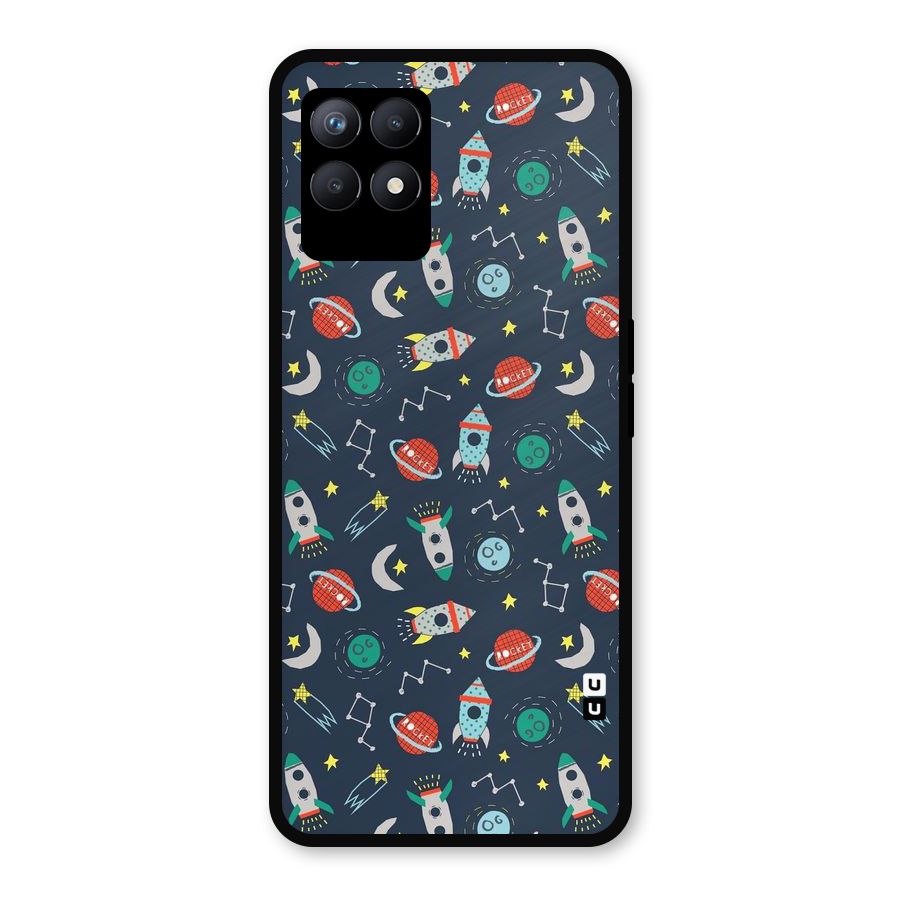 Space Rocket Pattern Metal Back Case for Realme Narzo 50