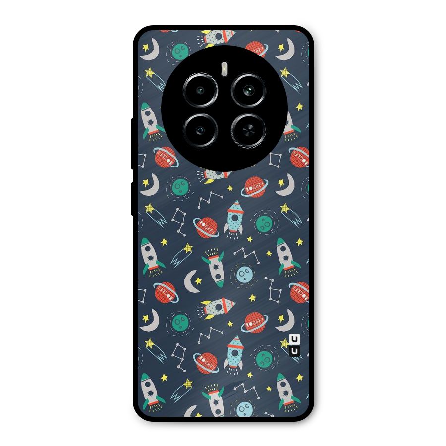 Space Rocket Pattern Metal Back Case for Realme P1