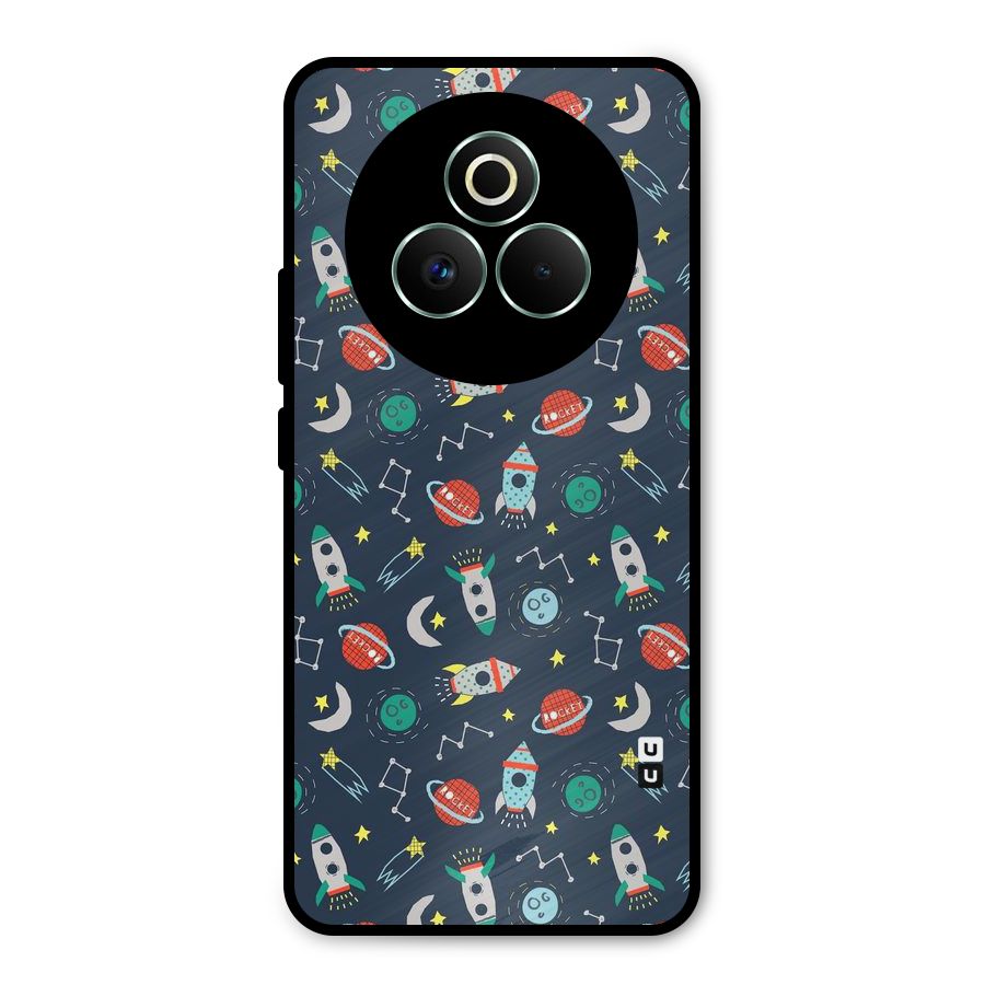 Space Rocket Pattern Metal Back Case for Realme P3 Pro