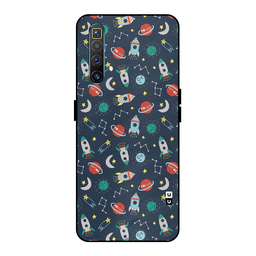 Space Rocket Pattern Metal Back Case for Realme X3