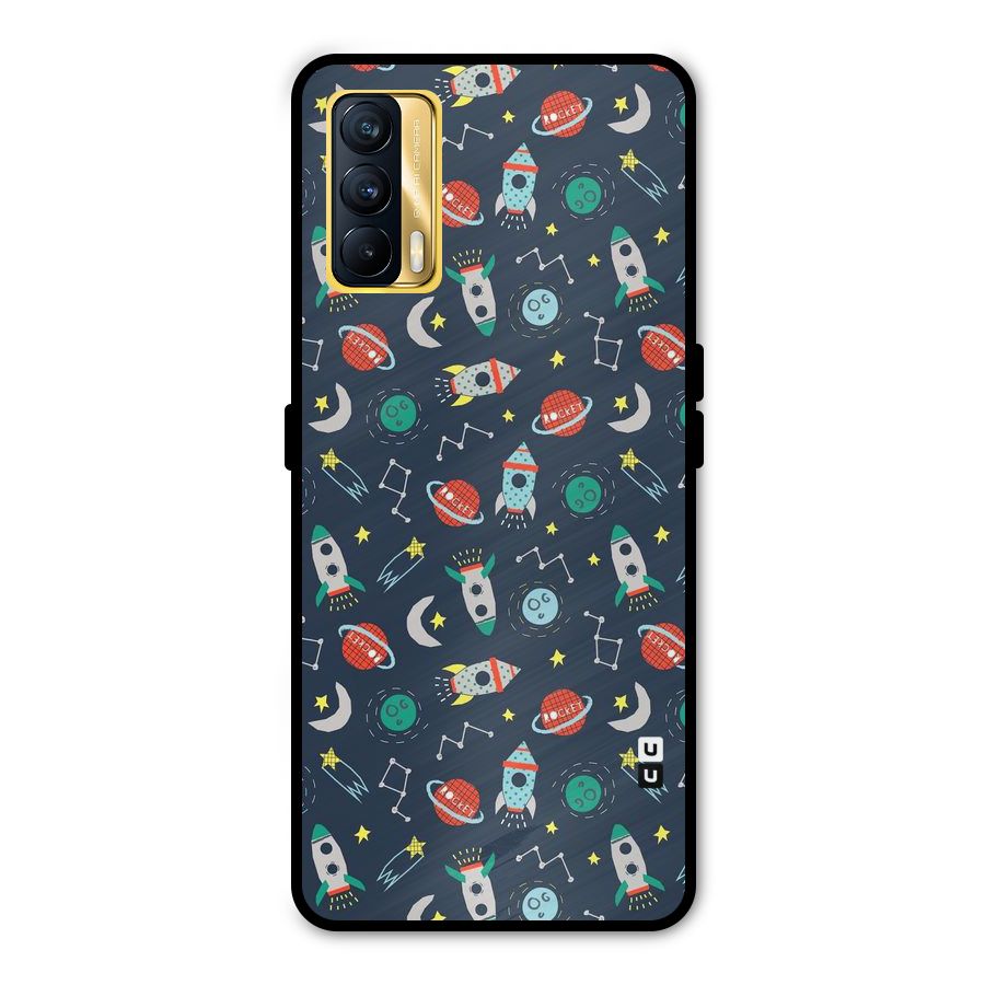 Space Rocket Pattern Metal Back Case for Realme X7