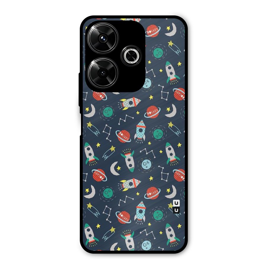 Space Rocket Pattern Metal Back Case for Redmi 13 5G