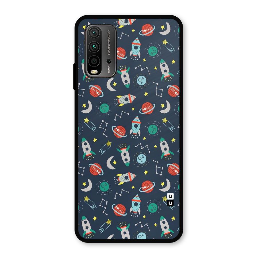 Space Rocket Pattern Metal Back Case for Redmi 9 Power