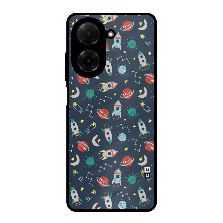 Space Rocket Pattern Metal Back Case for Redmi A5 4G