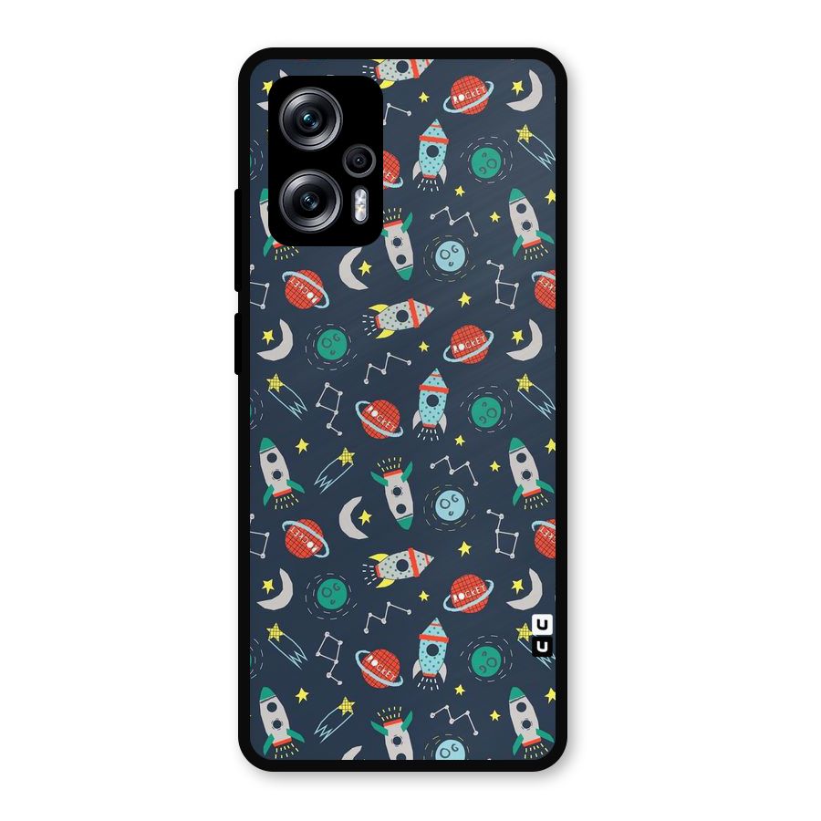 Space Rocket Pattern Metal Back Case for Redmi K50i