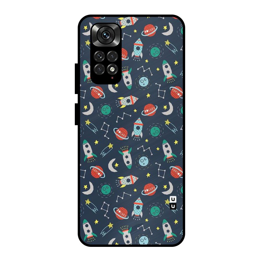 Space Rocket Pattern Metal Back Case for Redmi Note 11 Pro Plus 5G