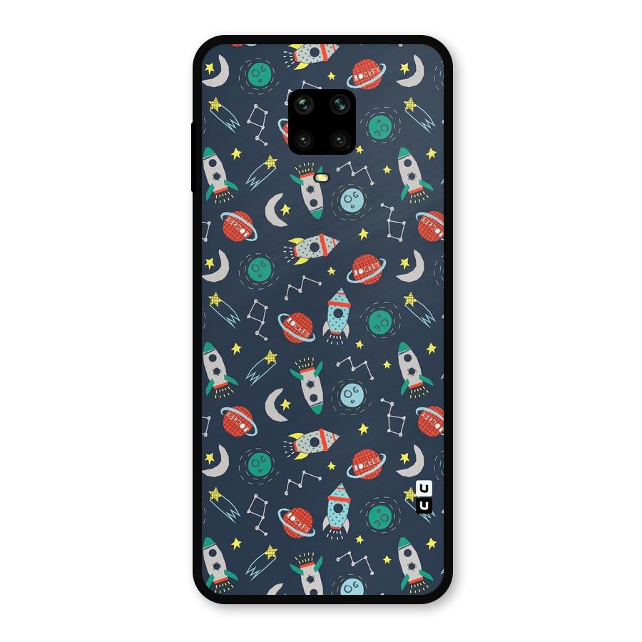 Space Rocket Pattern Metal Back Case for Redmi Note 9 Pro Max