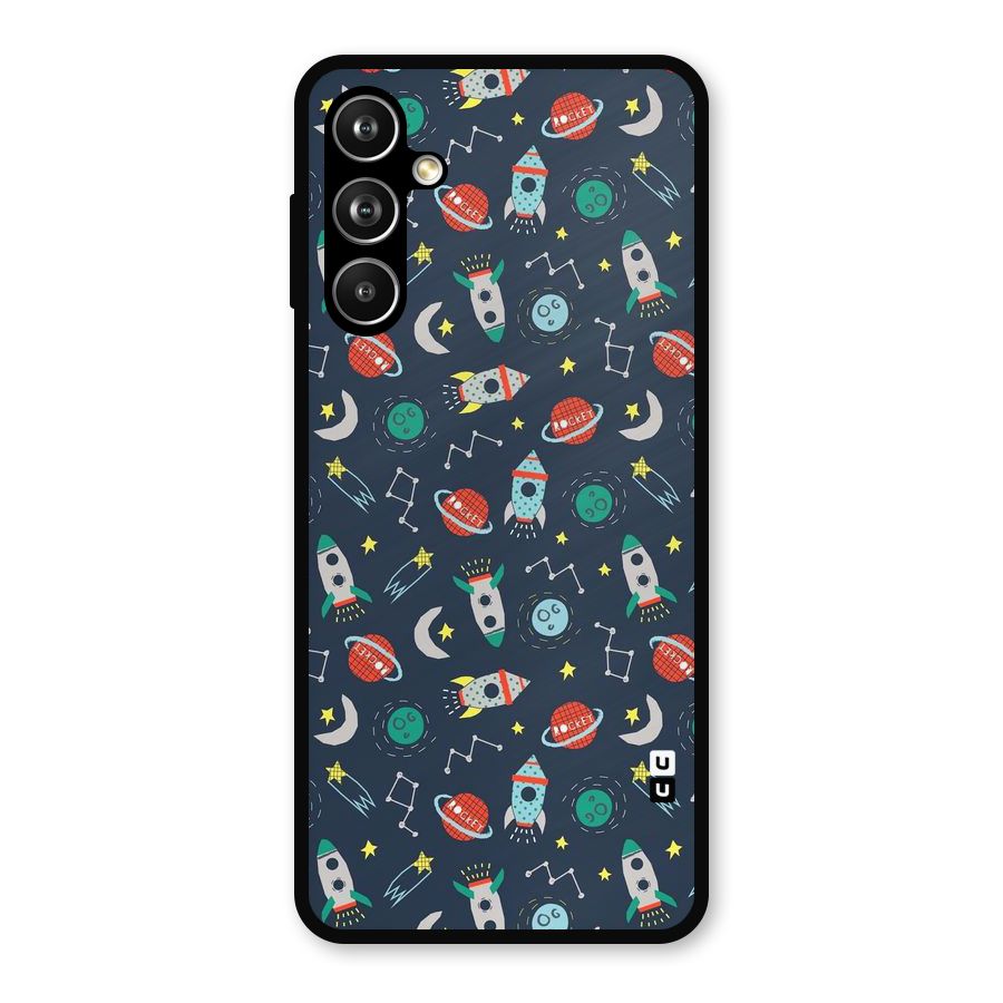 Space Rocket Pattern Metal Back Case for Samsung Galaxy M54