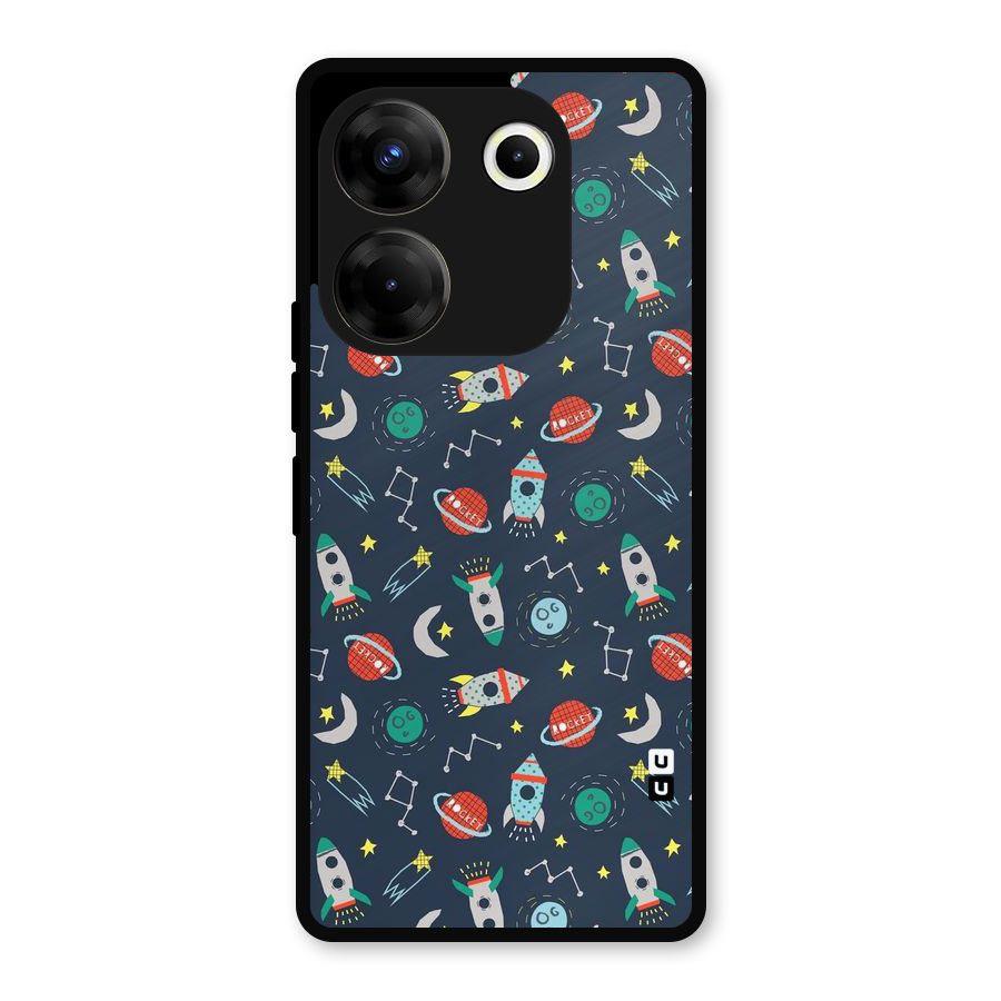 Space Rocket Pattern Metal Back Case for Tecno Camon 20