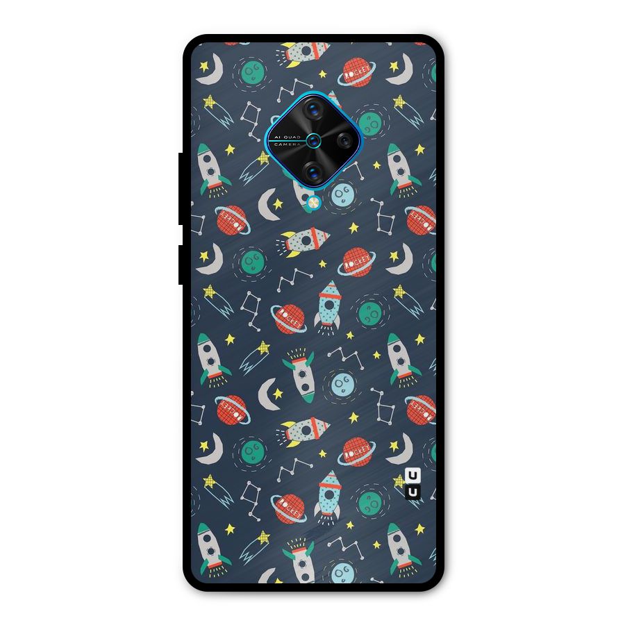 Space Rocket Pattern Metal Back Case for Vivo S1 Pro