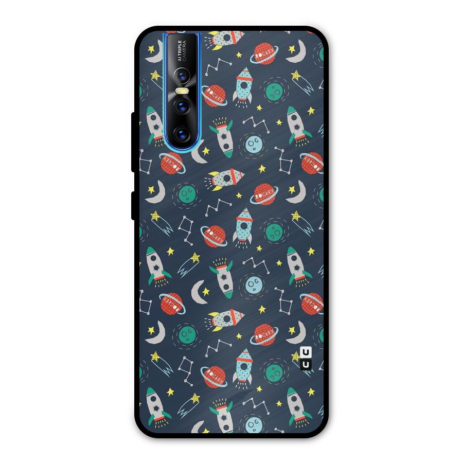 Space Rocket Pattern Metal Back Case for Vivo V15 Pro