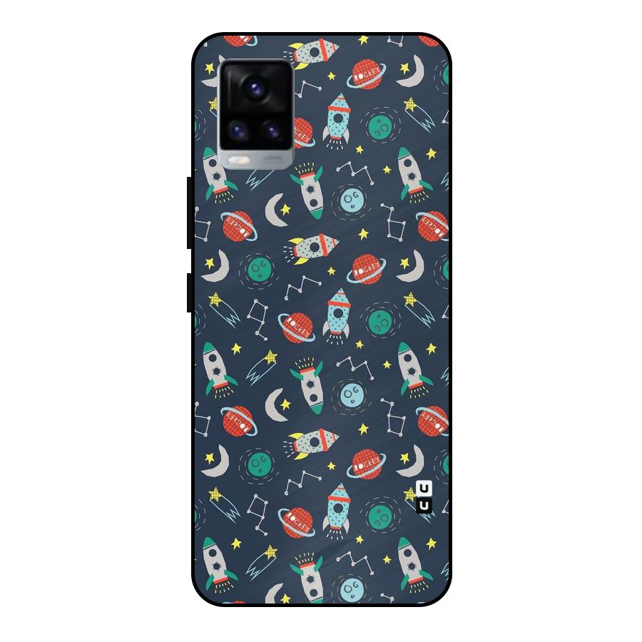 Space Rocket Pattern Metal Back Case for Vivo V20 2021