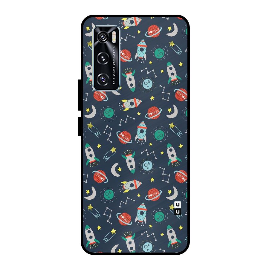 Space Rocket Pattern Metal Back Case for Vivo V20 SE