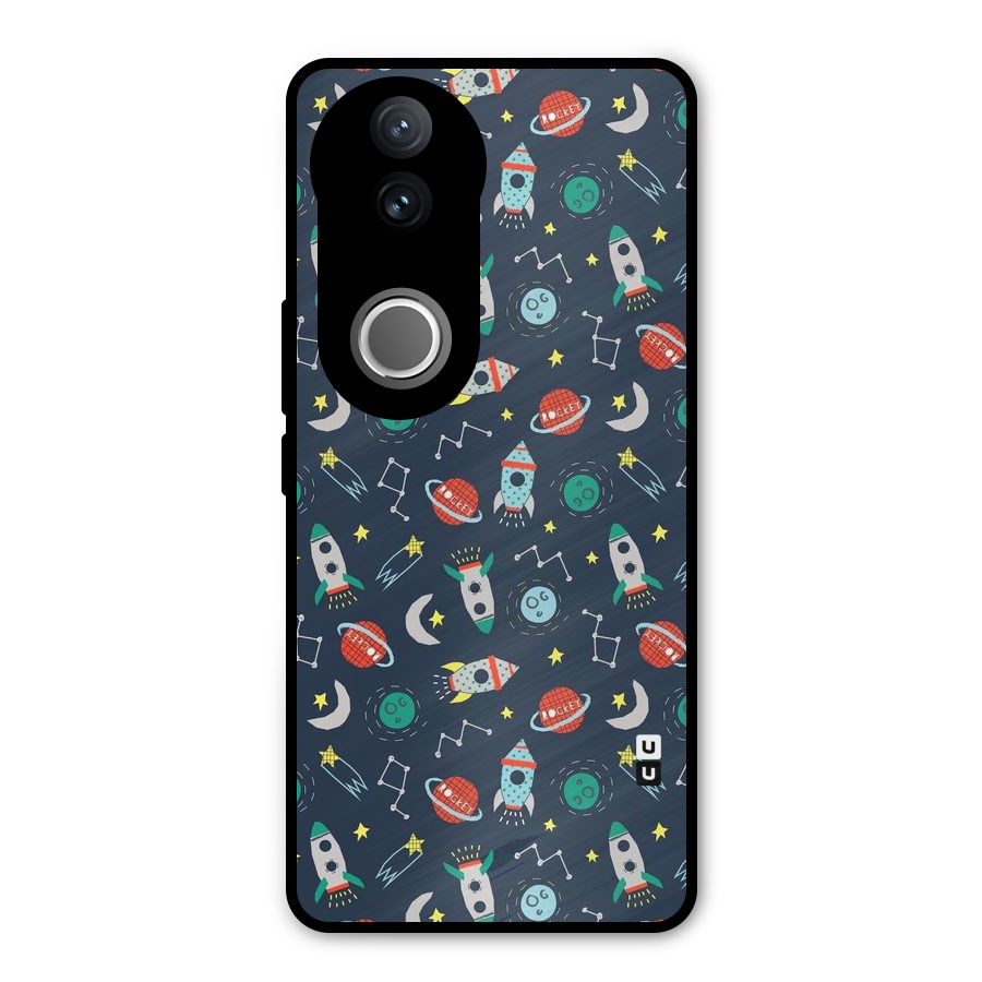 Space Rocket Pattern Metal Back Case for Vivo V50e