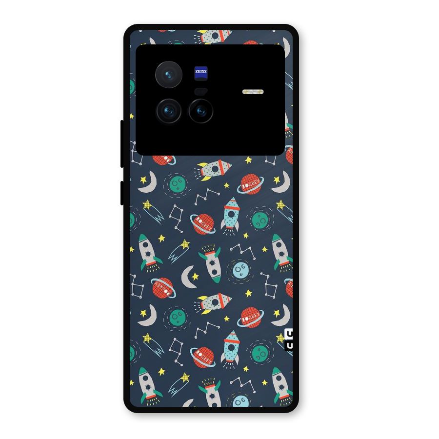 Space Rocket Pattern Metal Back Case for Vivo X80