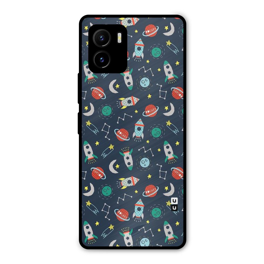 Space Rocket Pattern Metal Back Case for Vivo Y15s