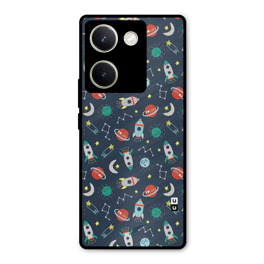 Space Rocket Pattern Metal Back Case for Vivo Y200 Pro